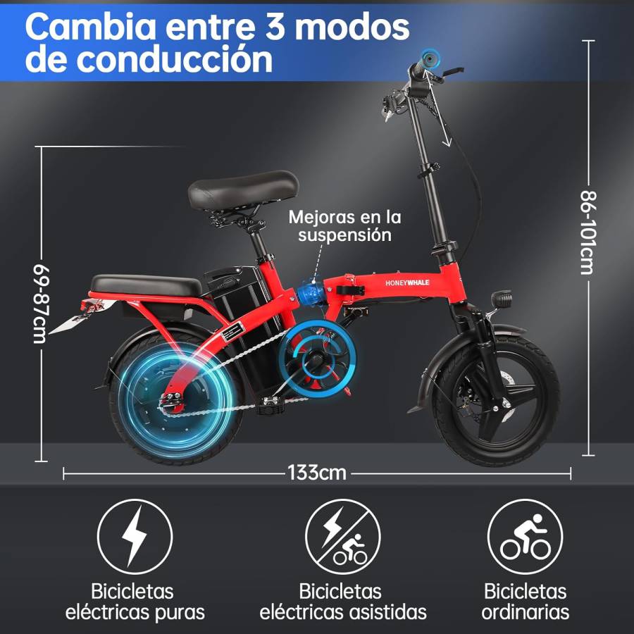 IMAGEN - LaTachuelaTech - bicicletas eléctricas en Amazon - Bici Eléctrica Amazon Más Vendida - HONEYWHALE S6-S - 09