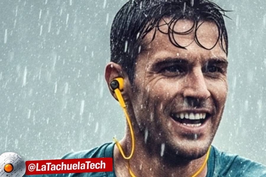 🎧 ¡Audífonos DeWalt IPX6! 🎵 ¿Música para Rudos como Chuck Norris y sus Cumbias ó Puro Marketing? 💥🤔 19 IMAGEN - LaTachuelaTech - dewalt ipx6 - Auriculares Dewalt - corredor sudando y bajo la lluvia sonriente escuchando música con sus Dewalt IPX6 - 07