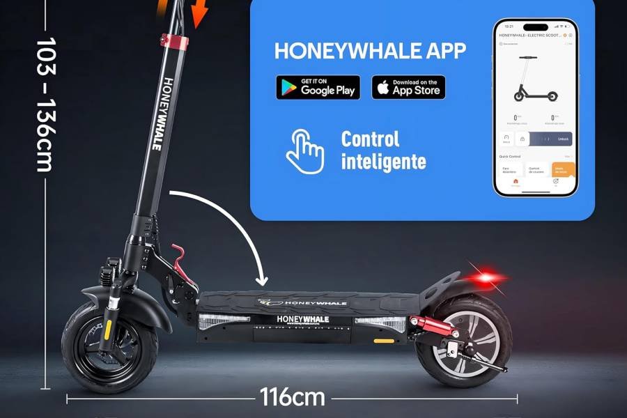¿Un Patín Eléctrico? ¡No! Es el HONEYWHALE T4B SCOOTER ELÉCTRICO 🤘 ¡Tu Pasaporte a la Libertad! 36 IMAGEN - LaTachuelaTech - HoneyWhale T4b Scooter Eléctrico - beneficios - 07