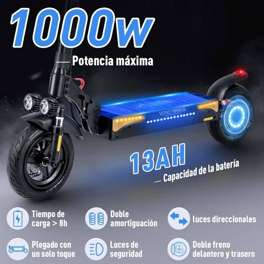 ¿Un Patín Eléctrico? ¡No! Es el HONEYWHALE T4B SCOOTER ELÉCTRICO 🤘 ¡Tu Pasaporte a la Libertad! 20 IMAGEN - LaTachuelaTech - HoneyWhale T4b Scooter Eléctrico - características - 08
