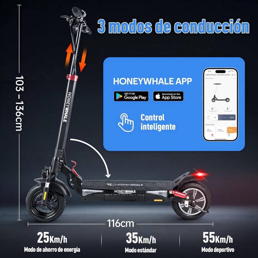 ¿Un Patín Eléctrico? ¡No! Es el HONEYWHALE T4B SCOOTER ELÉCTRICO 🤘 ¡Tu Pasaporte a la Libertad! 17 IMAGEN - LaTachuelaTech - HoneyWhale T4b Scooter Eléctrico - características - 10