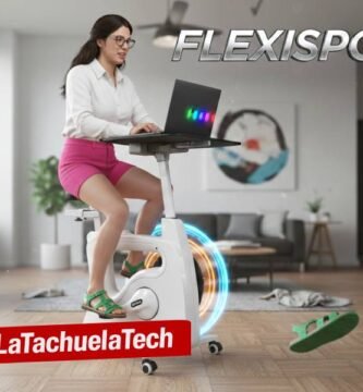 IMAGEN - LaTachuelaTech - flexispot v9 - Un oficinista joven estilo tech moderno con gafas en bicicleta pro - 07